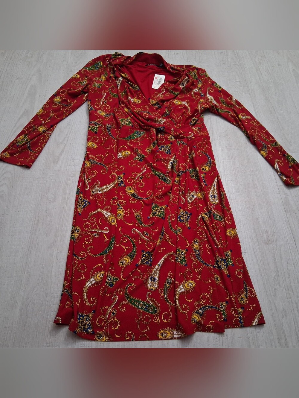 Lauren Ralph Lauren Red Dress Paisleys Women's 16 NWT $125 Fall Winter